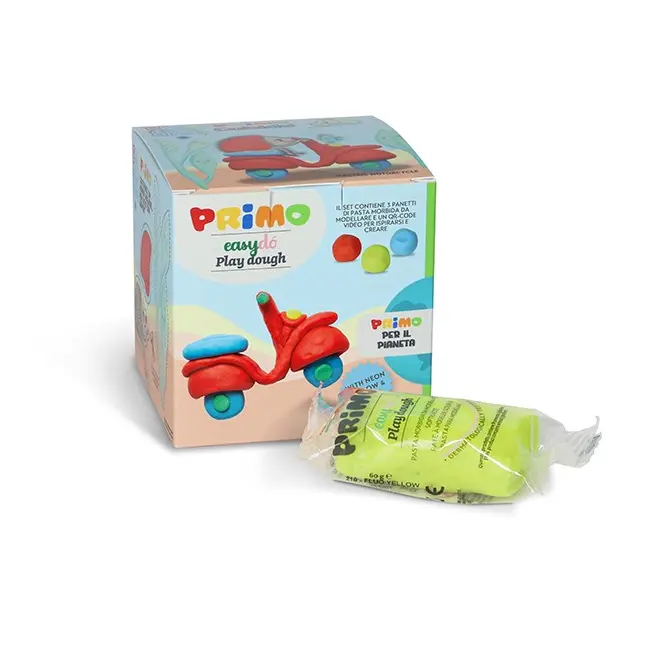 Cub creativ Morocolor Primo Cubido plastilina, 3 culori a 60 g, design masina BPTCMC299440