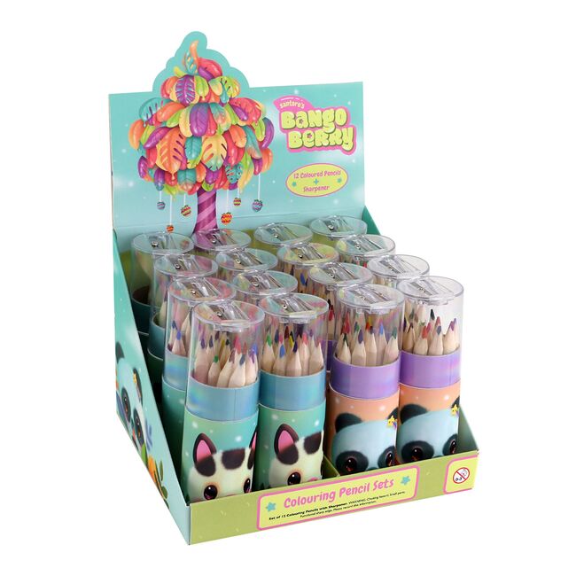 Display 16 seturi a 12 culori capac cu ascutitoare Bangoberry BPTCGR130701
