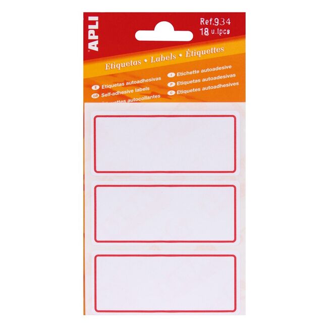 Etichete scolare, Apli, autoadezive, 6 coli, 18 etichete, dimensiune 34x78mm BPTCAL001028
