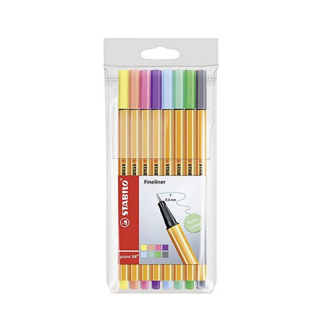 Fineliner Point 88 Stabilo, 0.4 mm, 8 culori pastelate/set BPTCSW88801B
