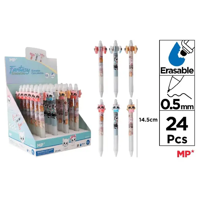 Pix cu mecanism cu rescriere, vf 0.5 mm, design pisicute BPTCMR183030