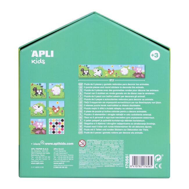Puzzle creativ XXL, APLI, tema Animale, 5 piese BPTCAL017656