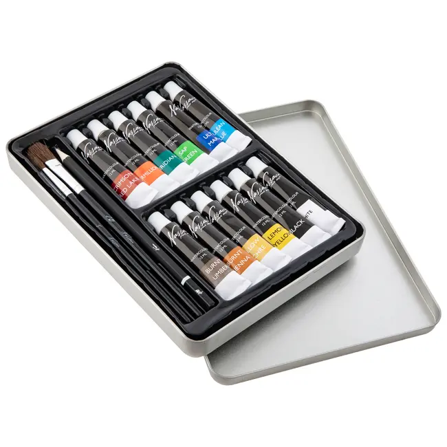 Set 16 piese Creative Craft, culori acuarela in cutie de metal BPTCJK000500