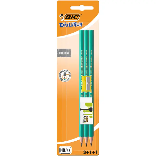 Set 3 creioane grafit Bic Evolution si ascutitoare blister BPTCCT8057