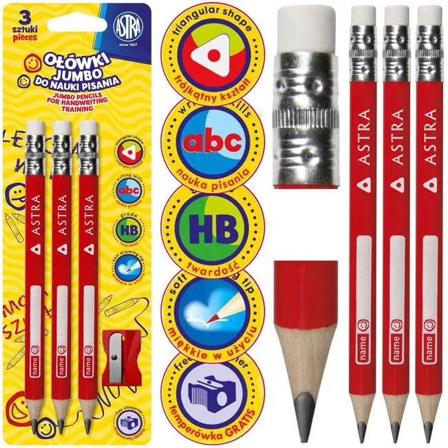 Set 3 creioane incepatori Astra, cu ascutitoare BPTCAZ206119005