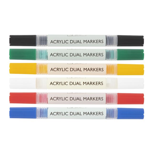 Set 6 markere cu capat dublu si vopsea acrilica Nassau Fine Art BPTCJK125531