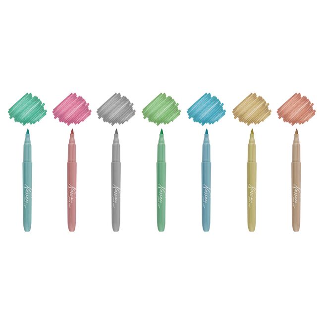 Set 7 markere Creative Craft, culori metalice cu varf tip pensula BPTCJK000740