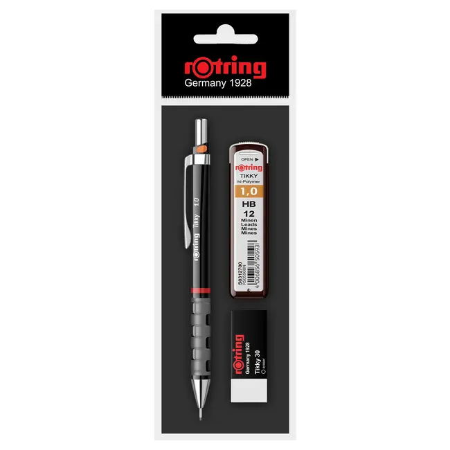 Set Rotring creion mecanic 1.0, diverse culori, mina 1.0, radiera BPTCRO350003