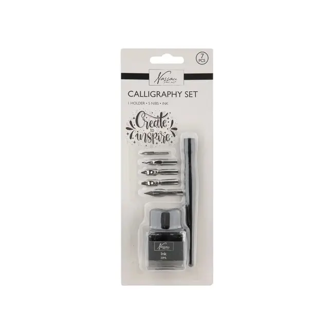 Set caligrafie, Creative Craft, 5 penite, calimara cerneala BPTCJK133703