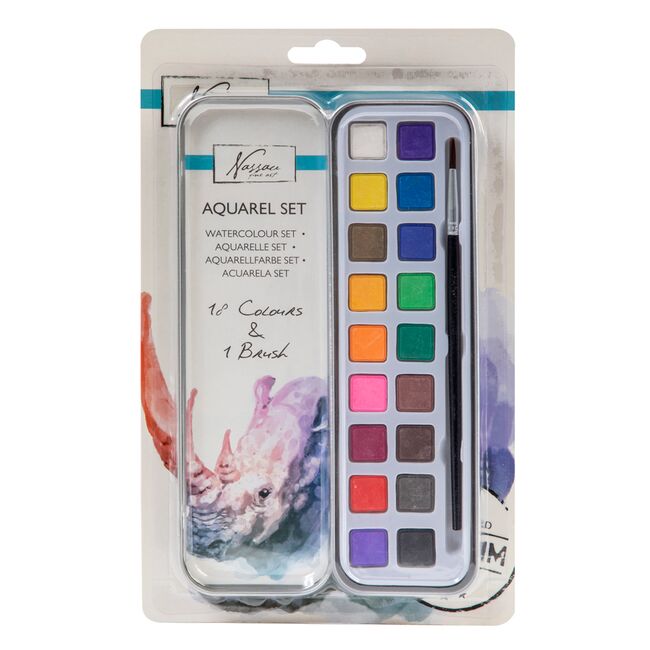 Set de culori acuarele Creative Craft, 18 culori si pensula BPTCJK050821