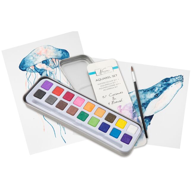 Set de culori acuarele Creative Craft, 18 culori si pensula BPTCJK050821