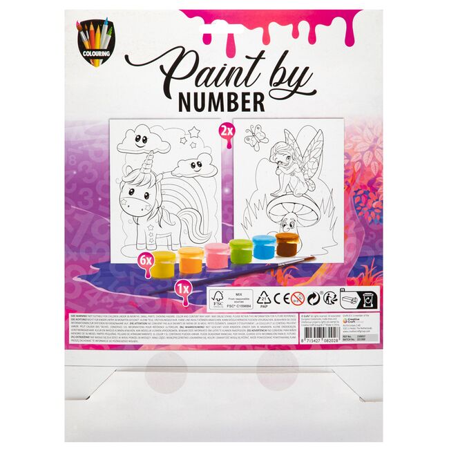 Set pictura pe numere Creative Craft, A4, 6 culori, 2 planse, 1 pensula BPTCJK150057