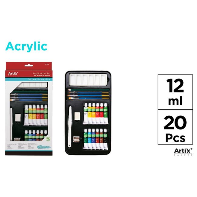 Setul artistului Main Paper, 12 tempera, 3 pensule, 1 spatula, 1 creion, 1 ascutitoare, 1 radiera BPTCMR134664