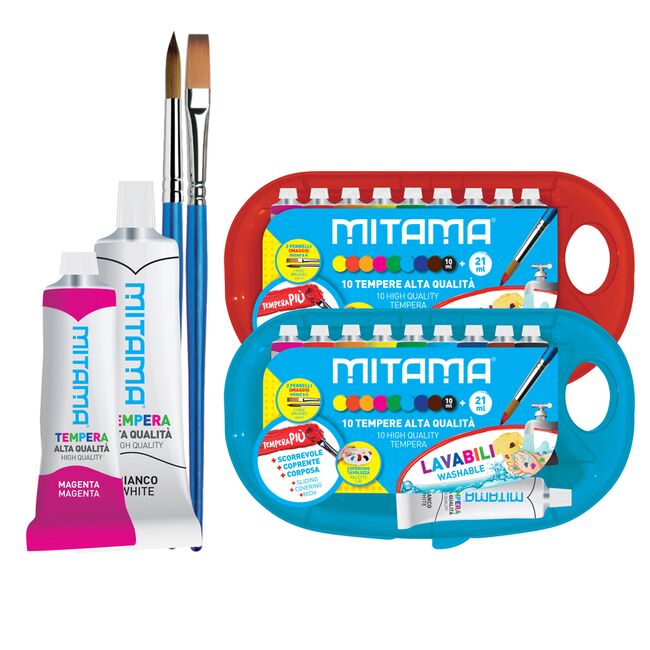 Tempera Mitama, 10 culori, 2 pensule BPTCMI061930
