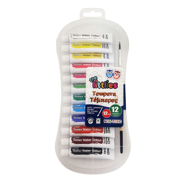 Tempera The Littlies, 12 culori, cu pensula inclusa BPTCDI646814