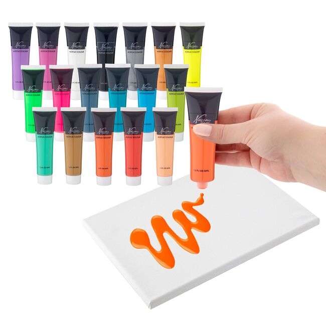 Tempera acrilica, Fine Art, 18 culori, culori fluo si metalice, 36 ml/culoare, BPTCJK141739
