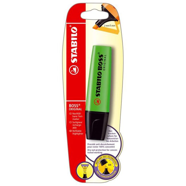 Textmarker Stabilo Boss Original, verde, blister BPTCSW040036