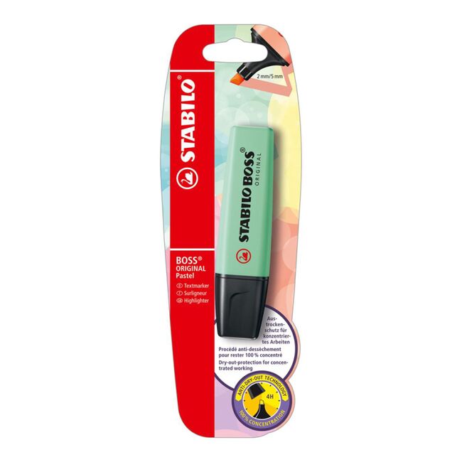 Textmarker Stabilo Boss Original Pastel, verde menta, blister BPTCSW497221