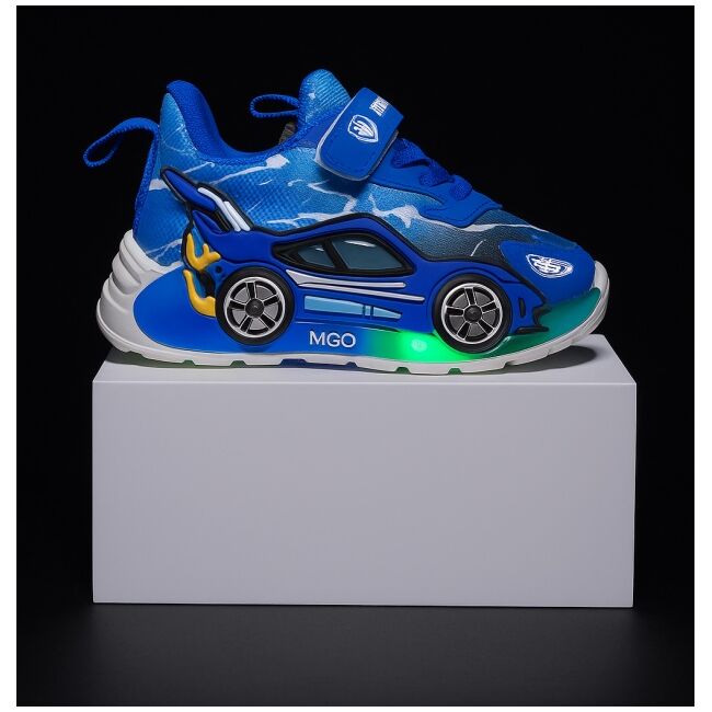 Adidasi cu luminite pentru baietei - masinuta albastra super led adled-1-1