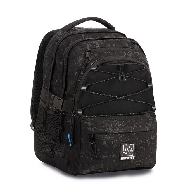Ghiozdan Mitama, 3 compartimente, design negru, 43 x 32 x 22 cm BPTCMI064756