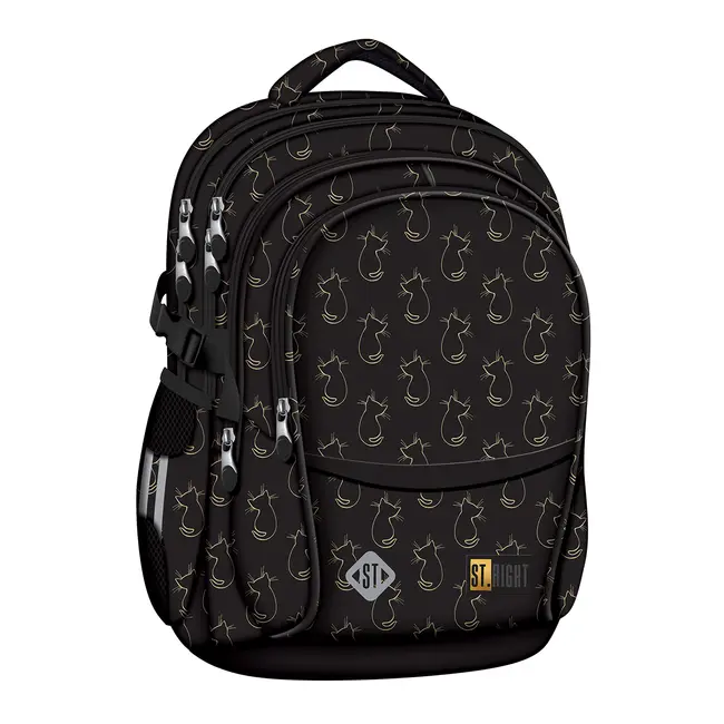 Ghiozdan scolar Majewski ST Right, BP01, Golden Cats, 4 compartimente, 43 x 32 x 21 cm BPTCMJ683435