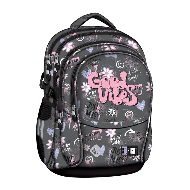 Ghiozdan scolar Majewski ST Right, BP01, Good Vibes, 4 compartimente, 43 x 32 x 21 cm BPTCMJ680090