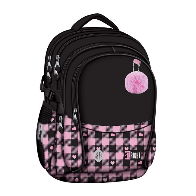 Ghiozdan scolar Majewski ST Right, BP01, Pink Checkered, 4 compartimente, 43 x 32 x 21 cm BPTCMJ680366