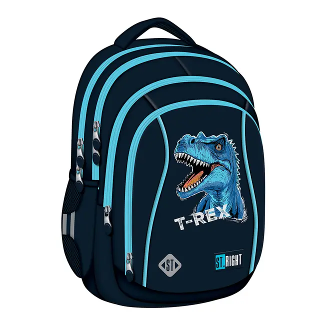 Ghiozdan scolar Majewski ST Right, BP04, Blue T-Rex, 4 compartimente, 43 x 32 cm BPTCMJ683565