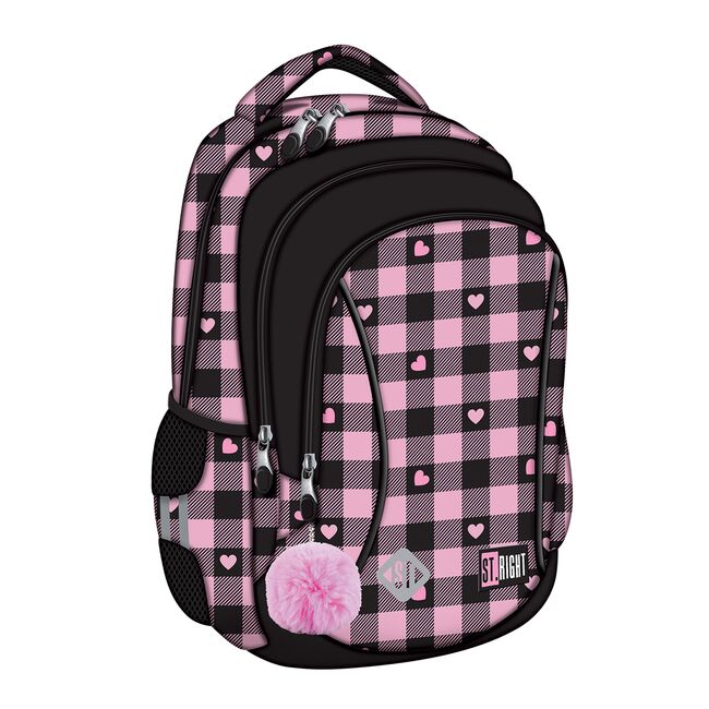 Ghiozdan scolar Majewski ST Right, BP26, Pink Checkered, 3 compartimente, 39 x 27 x 17 cm BPTCMJ680373