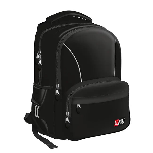 Ghiozdan scolar Majewski ST Right, BP76, St Black, 3 compartimente, 44 x 30 x 20 cm BPTCMJ674624