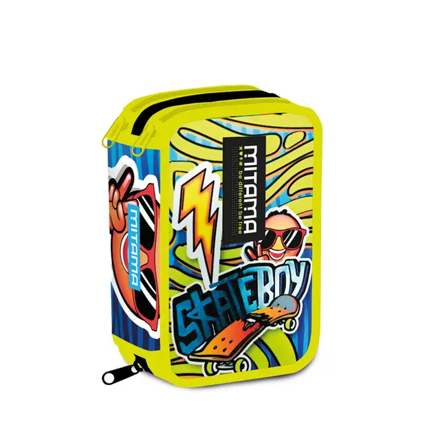 Penar Mitama, Super Triplo, 3 compartimente, design galben cu albastru, 14.5 x 7.4 x 20 cm BPTCMI064874