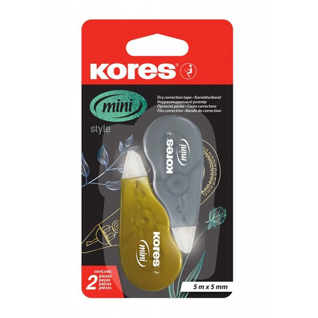 Banda corectare Kores mini, 5 m x  5mm, argintiu si auriu, 2 bucati/blister BPTCKS992521
