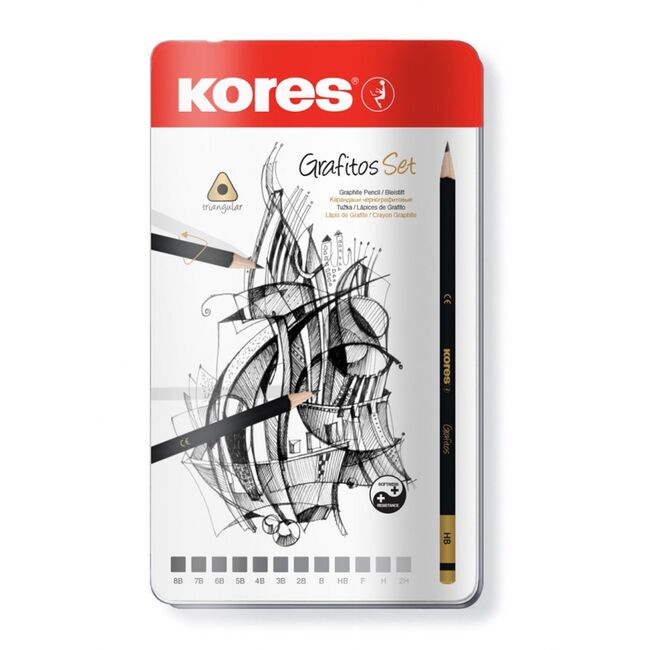 Creioane grafit Kores 2H-8B, 12 bucati/set BPTCKS092162