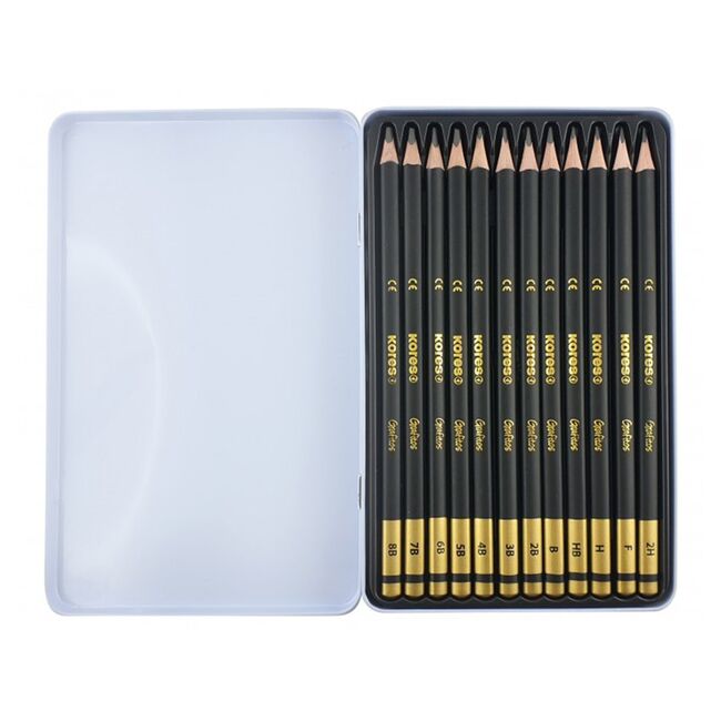 Creioane grafit Kores 2H-8B, 12 bucati/set BPTCKS092162