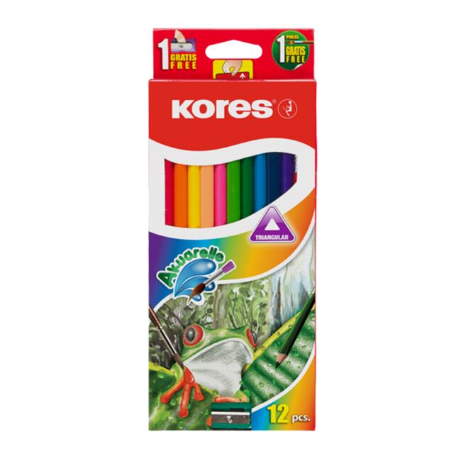 Creioane pe baza de apa Kores, cu pensula, 12 bucati/set BPTCKS093812