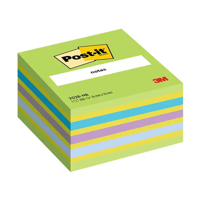 Cub notite adezive Post-it®, Lollipop culori neon, 76 x76 mm, 450 file/bucata, 100% PEFC BPTC3M110132