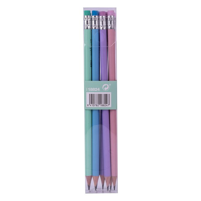 Display seturi 12 creioane Apli Nordik grafit, HB, cu radiera, 12 pachete/set BPTCAL018824