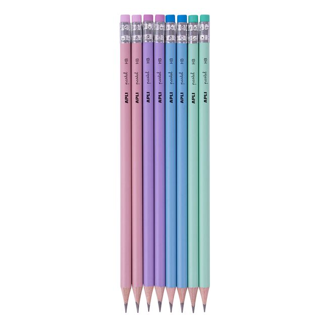 Display seturi 12 creioane Apli Nordik grafit, HB, cu radiera, 12 pachete/set BPTCAL018824
