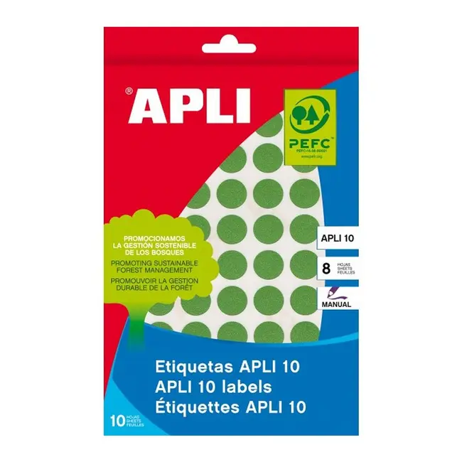 Etichete autoadezive Apli, verde, 19 mm, 320 etichete/blister BPTCAL02745