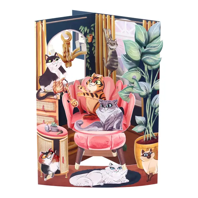 Felicitare 3D Santoro, Design Pisica, Pop-up, Componente Mobile BPTCGR210000