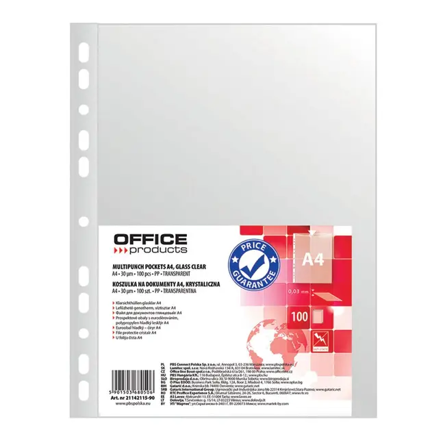 File de protectie cristal Office Products, 40 microni, A4, plastic, 100 bucati/set BPTCDN221590