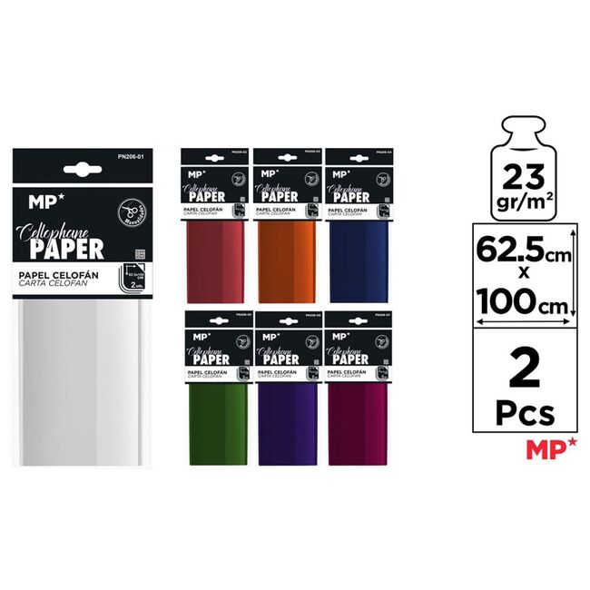 Hartie celofan Main Paper, 63x100 cm, 23g/mp,  2 bucati/set BPTCMR916382
