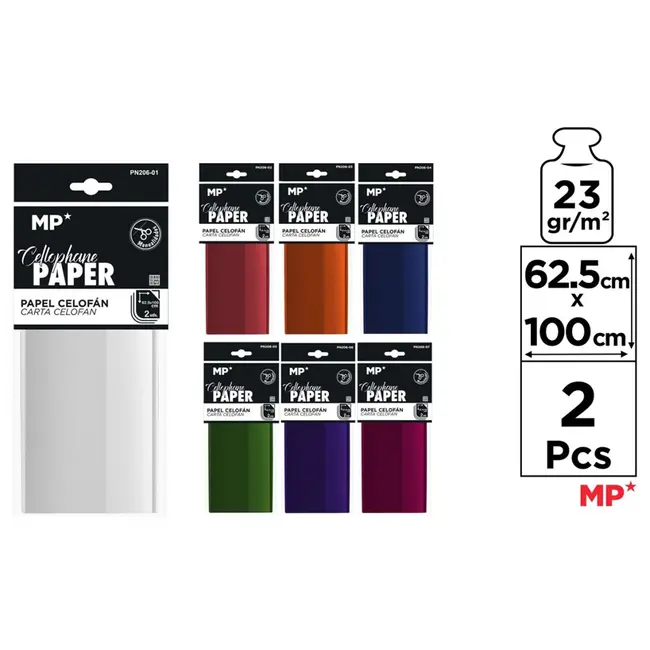 Hartie celofan Main Paper, 63x100 cm, 23g/mp,  2 bucati/set BPTCMR916382
