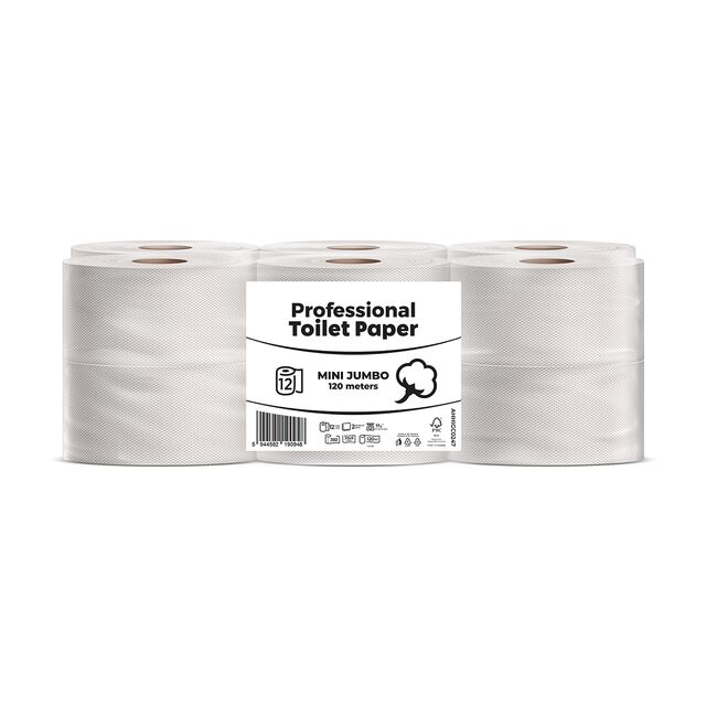 Hartie igienica Minijumbo Esentis, alba, 2 straturi, 392 portii, 120 m, 12 role/set BPTCMGT00247