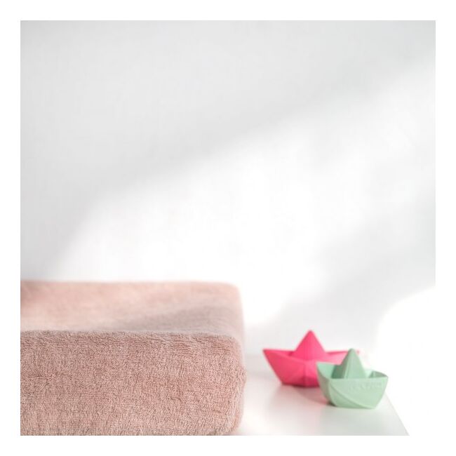 Husa De Protectie Rosa Pentru Salteaua De Infasat ,   Bumbac Buclat, Elastic Pe Contur, 80x50 Cm, Bonjourbebe Pjbc2rz101-037