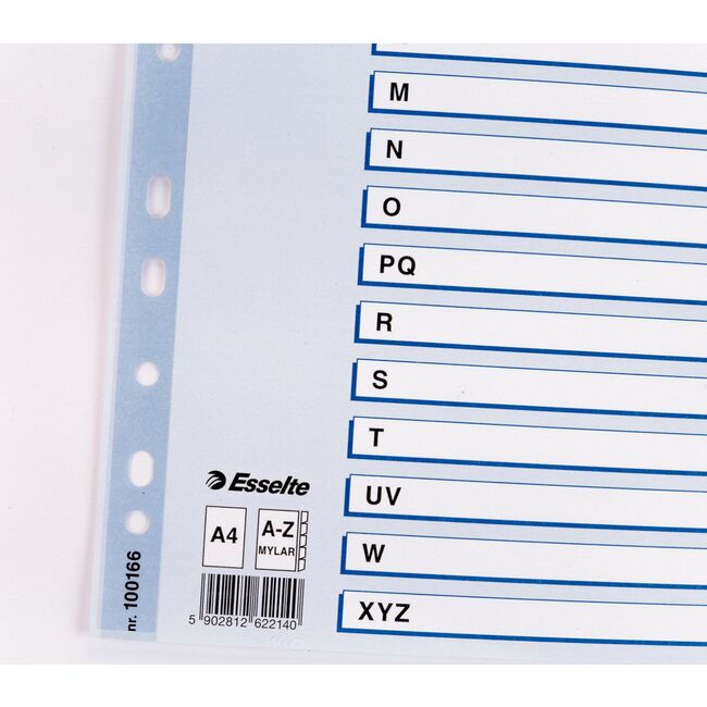 Index A-Z, Esselte, Mylar, carton cu taste laminate, A4 BPTCSL4024