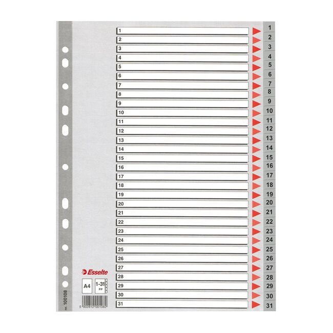 Index din plastic Esselte, A4, index 1-31 BPTCSL4004