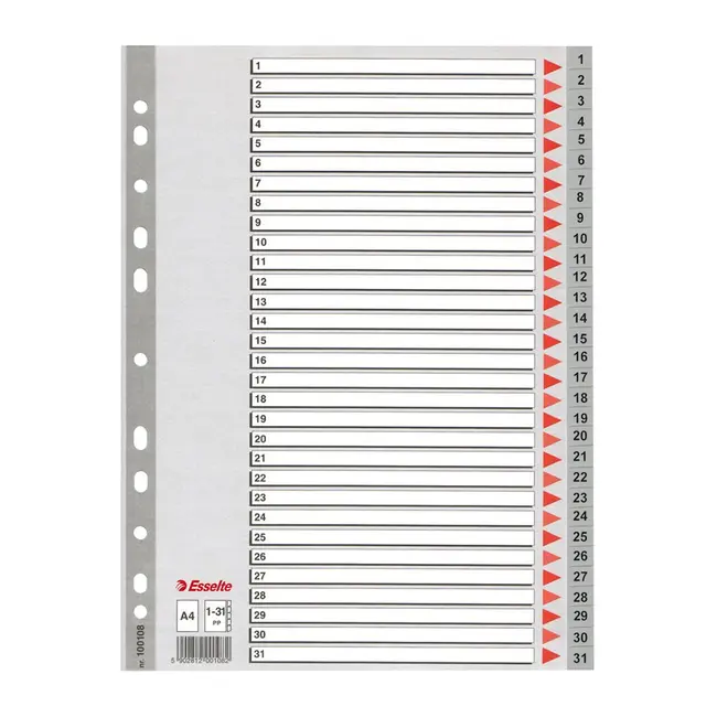 Index din plastic Esselte, A4, index 1-31 BPTCSL4004