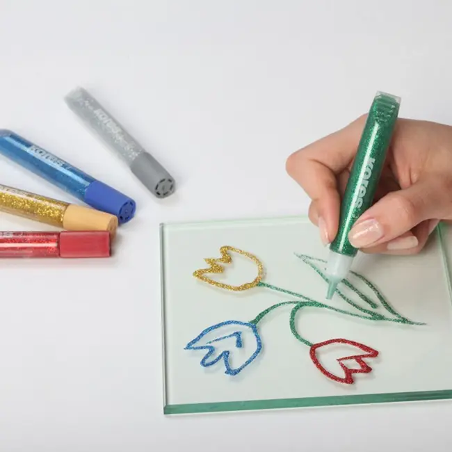 Lipici Kores, culori cu sclipici, 10 g, 5 culori/blister BPTCKS075000