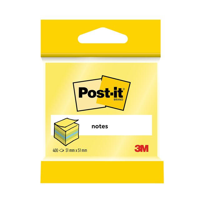 Minicub notite adezive, Post-it, galben/verde, 51 x 51 mm, 400 file, 100% PEFC BPTC3M110136